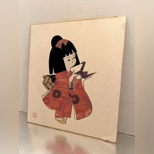Vintage Japanese Oshie Wall Art 3D silk fabric